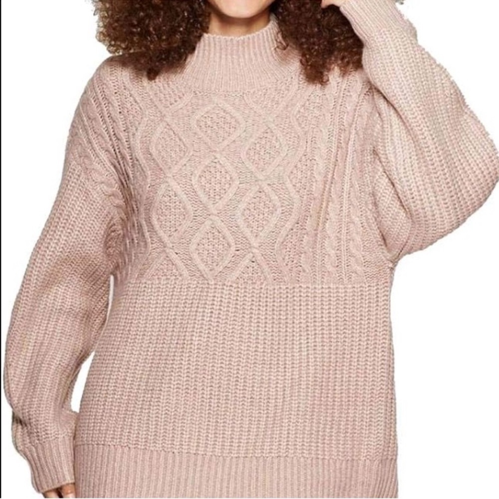 NWT A New Day blush pink cable knit pullover sweater cozy and warm, oversized S